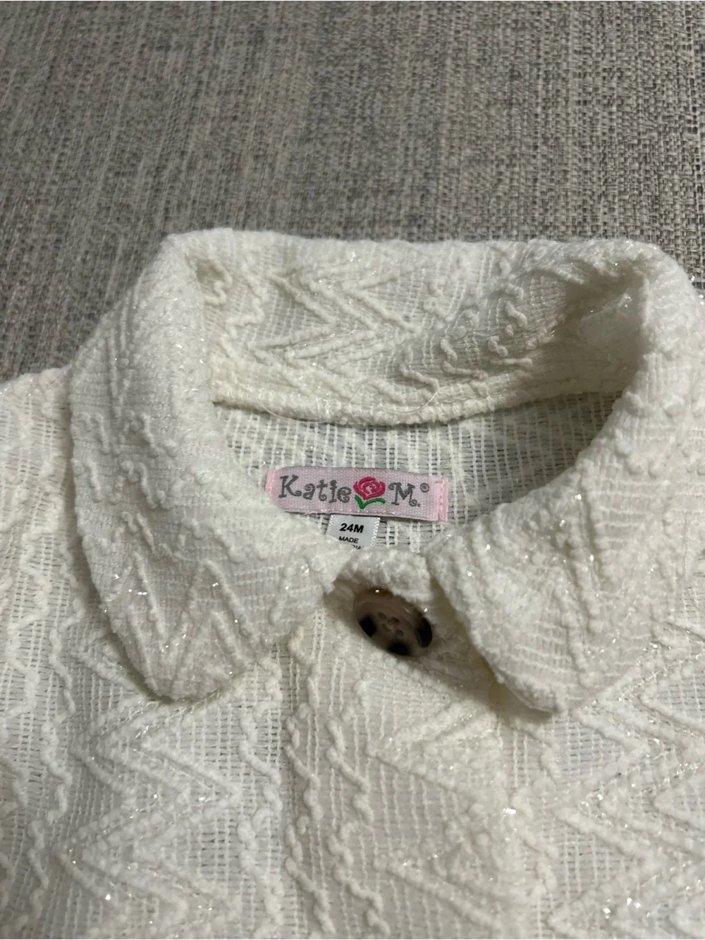 Katie May Girls' Cream Textured A-Line Pea Coat Size 24M